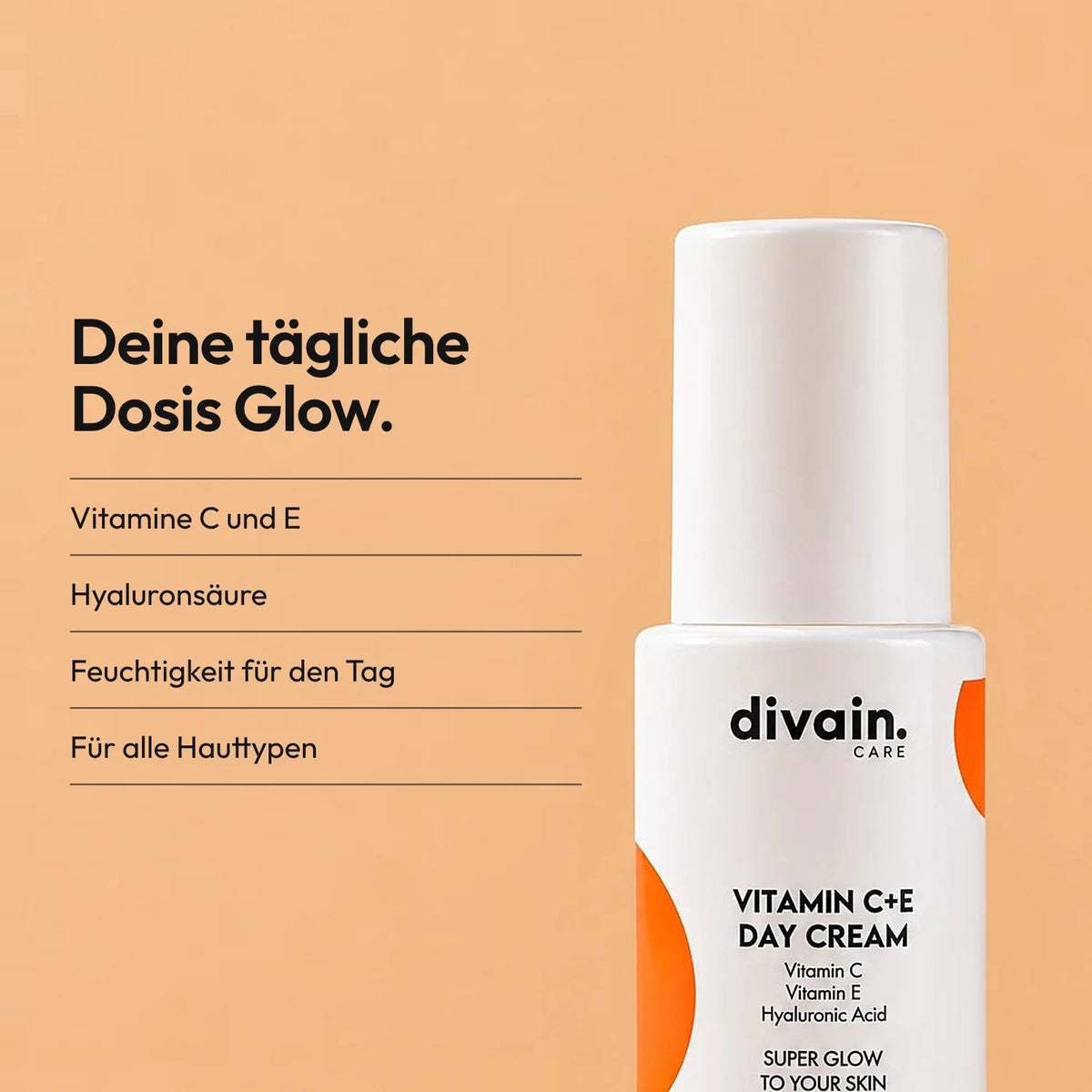 Feuchtigkeitscreme mit den Vitaminen C und E sowie Hyaluronsäure.