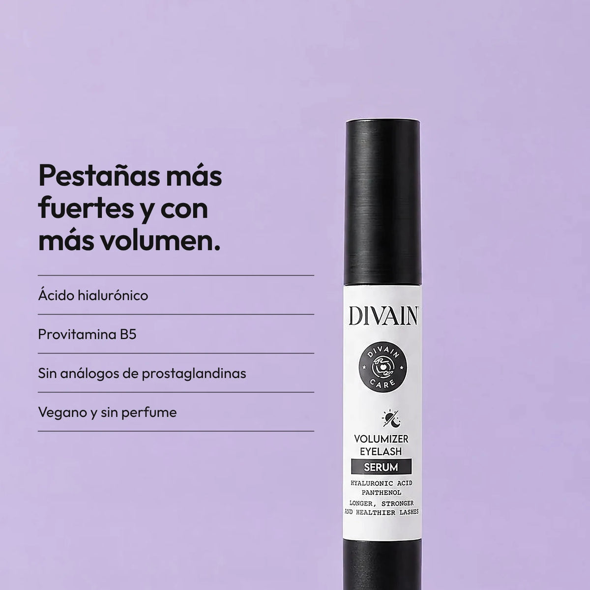 Sérum de pestañas sin análogos, con ácido hialurónico y provitamina B5.