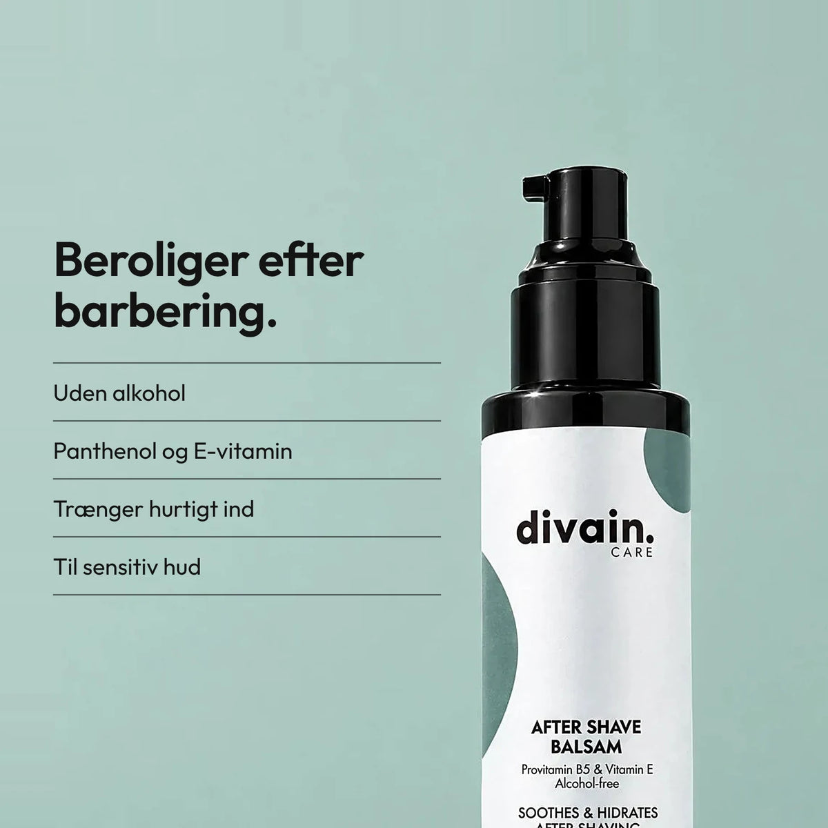 Alkoholfri balsam, der beroliger og fugter huden efter barbering.