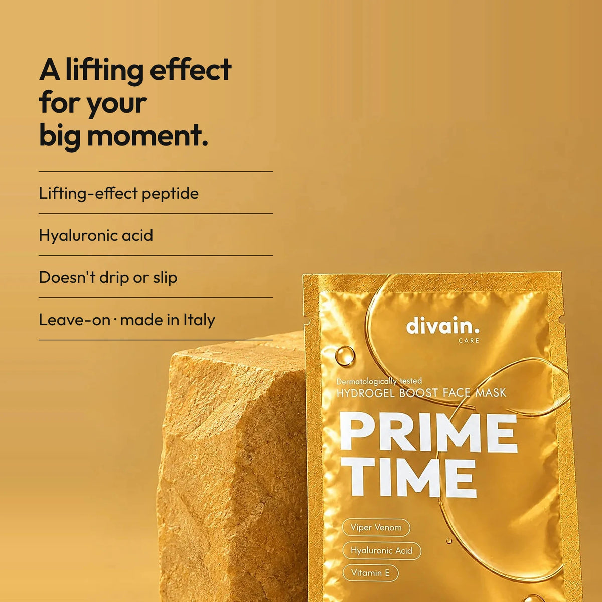 Hydrogel mask with a lifting effect for before an event.