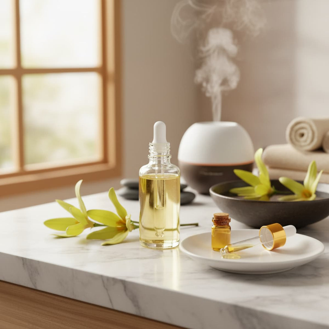 botes de aceite esencial de ylang ylang