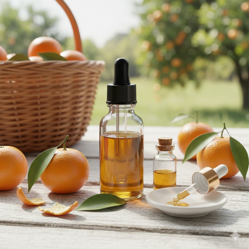 botes de aceites esenciales de naranjas dulces
