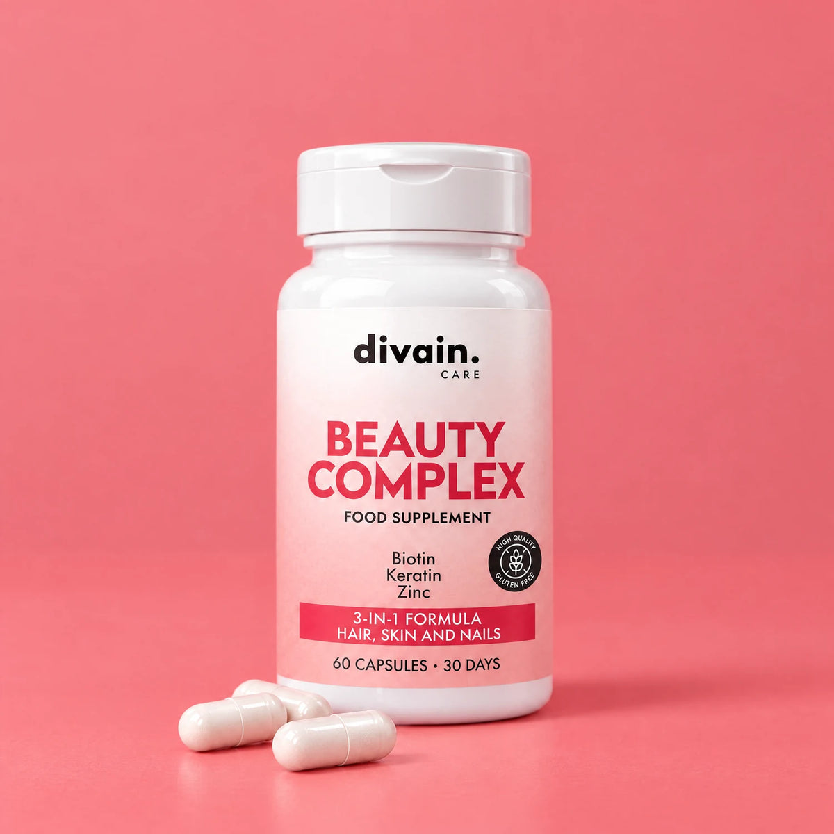 Cápsulas de Beauty Complex con biotina, queratina y zinc
