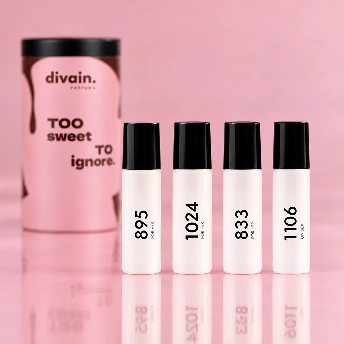 Detalle de los 4 frascos de 10 ml: 895, 1024, 833 y 1106