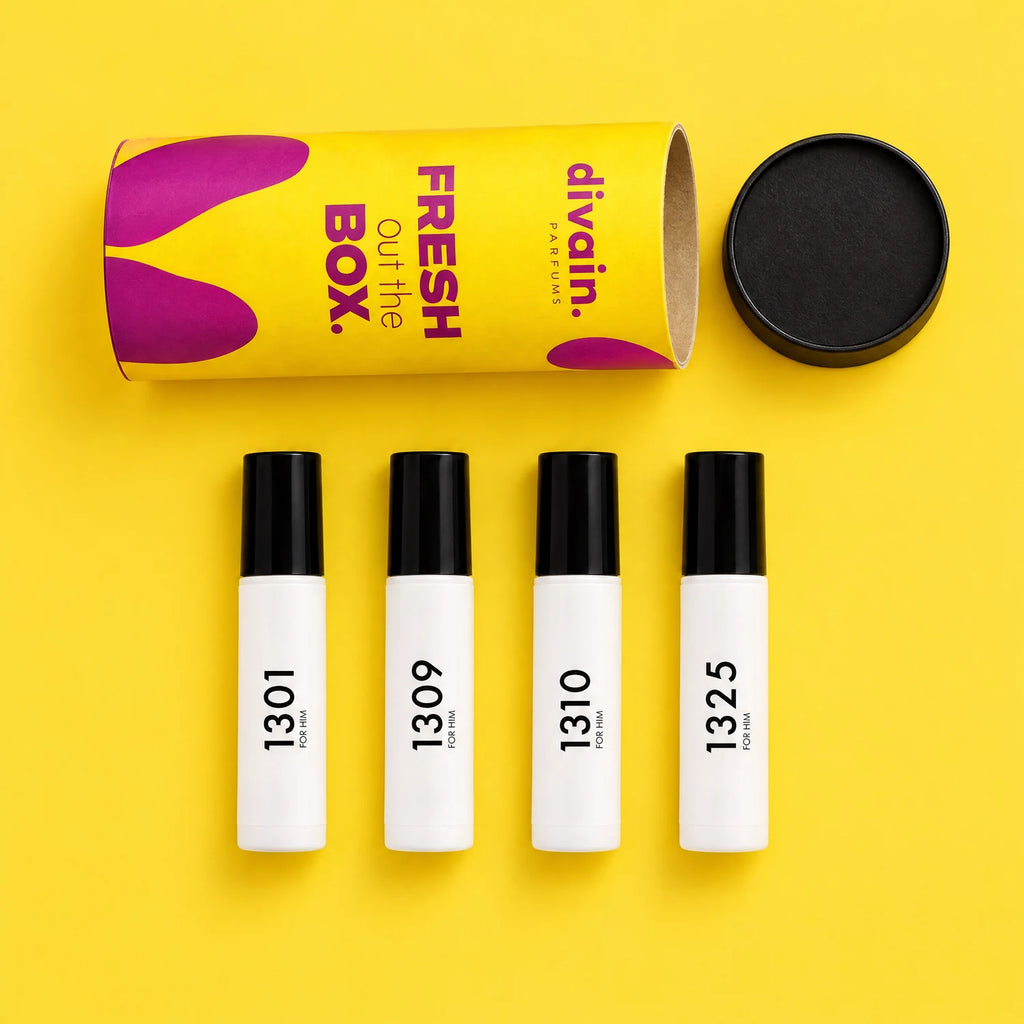 Contenido del estuche: tubo y cuatro perfumes de 10 ml