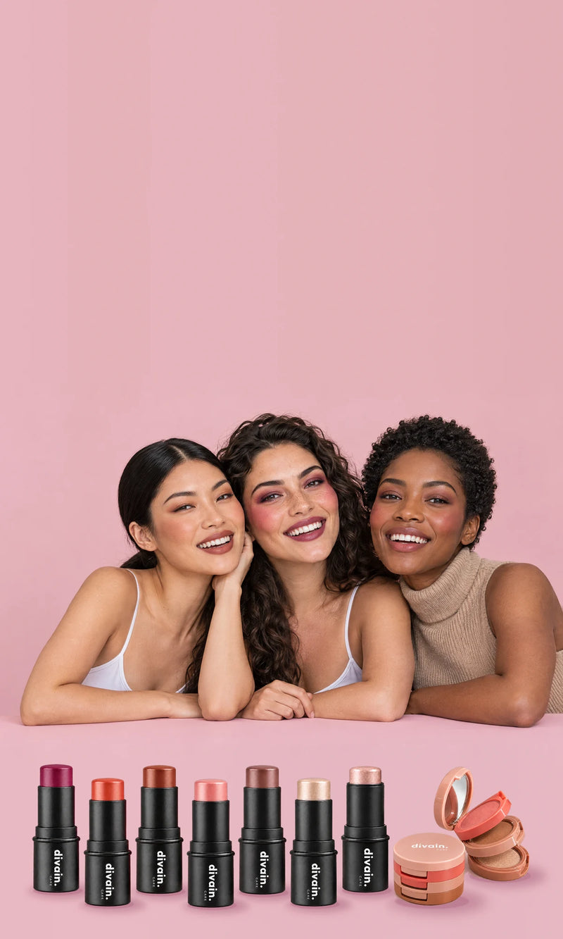 Maquillaje divain. Care: Multi Stick, Highlighter Stick y paleta 3 en 1
