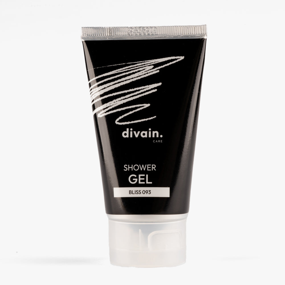 Gel de ducha divain Care, con envase negro e inspirado en el perfume divain 093.