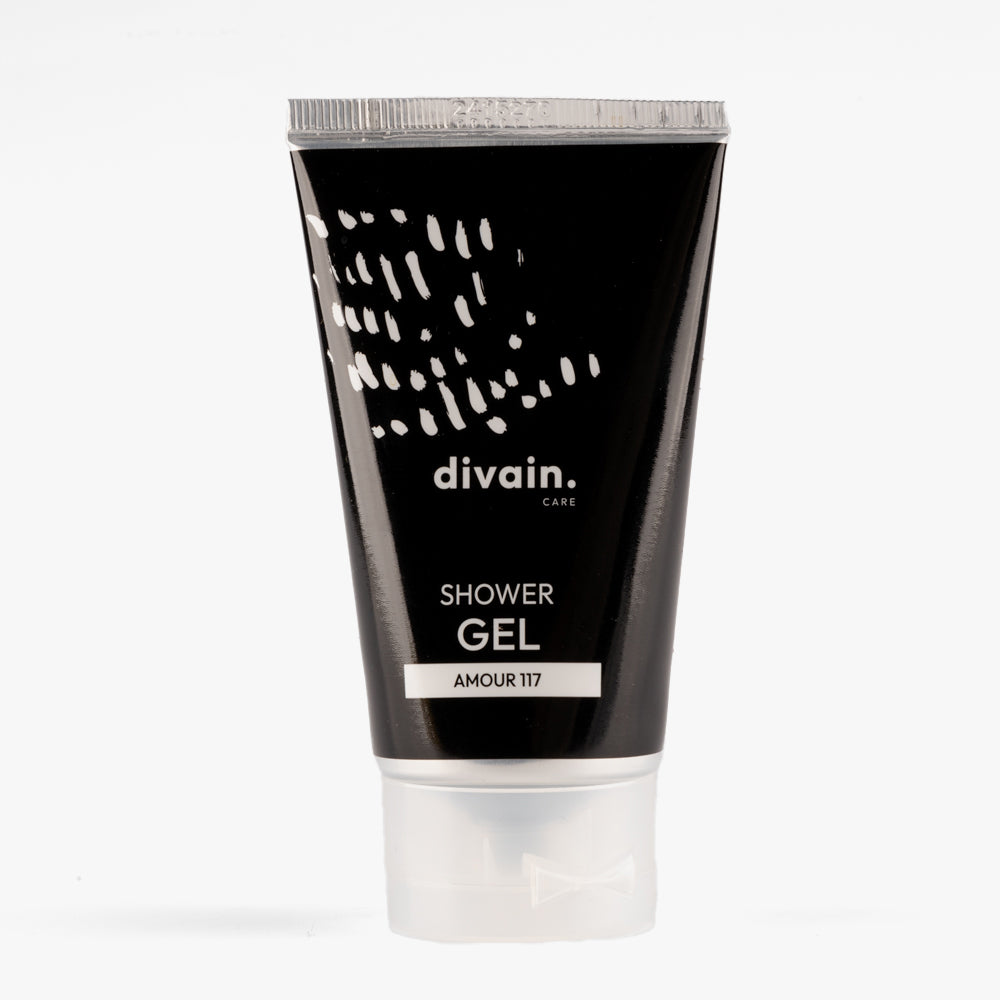 Gel de ducha divain Care, con envase negro e inspirado en el perfume divain 117.