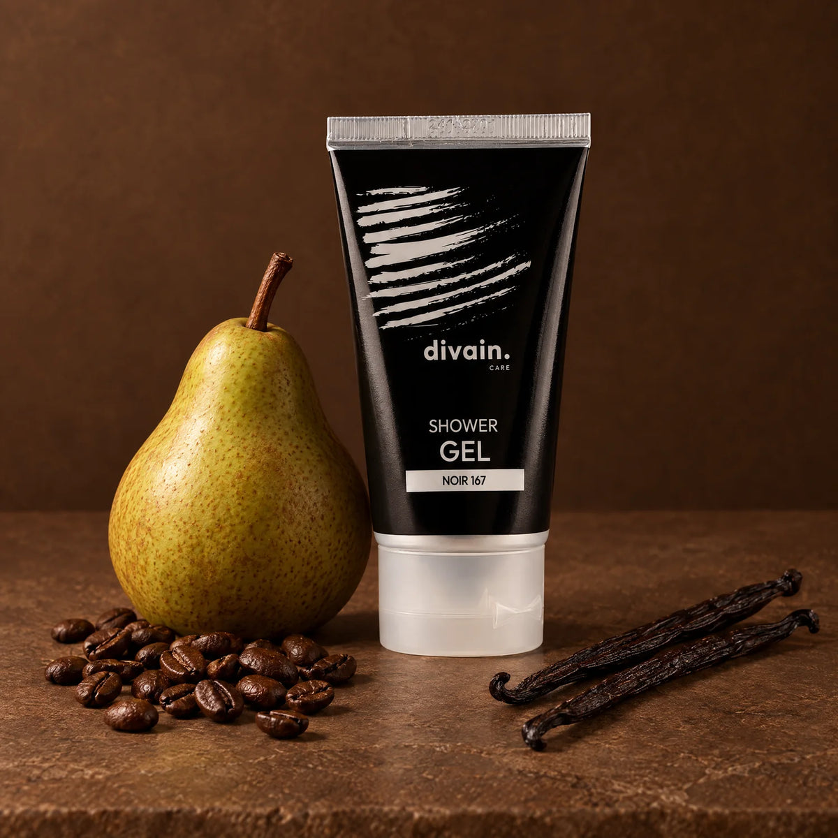 Shower Gel divain.167 con pera, café y vainilla, sus notas olfativas
