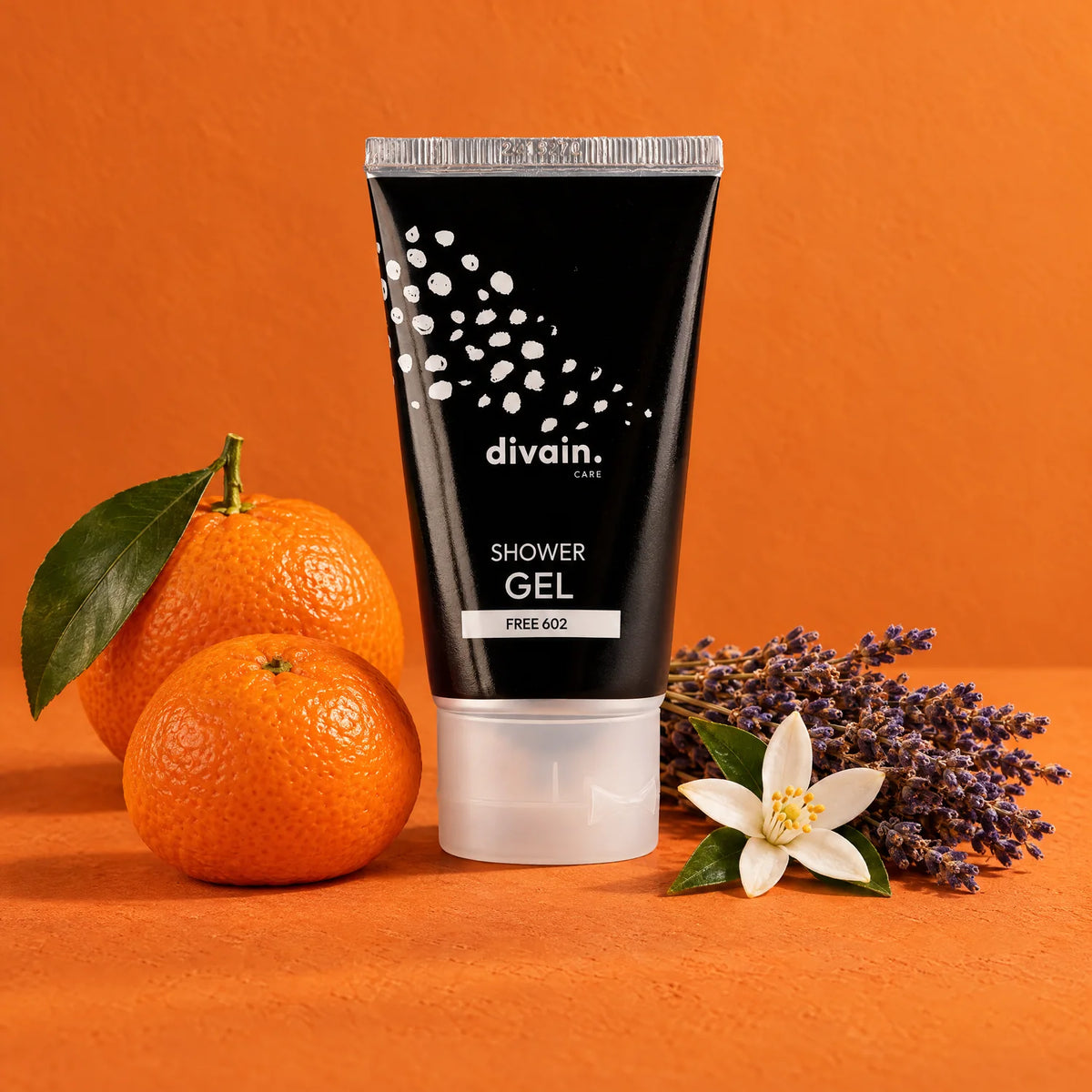 Shower Gel divain.602 con mandarina, lavanda y azahar, sus notas olfativas