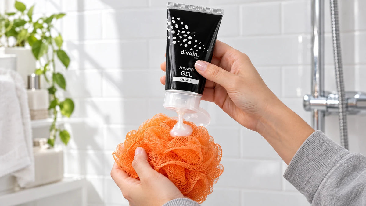 Cómo usar el Shower Gel divain.602 con una esponja de ducha