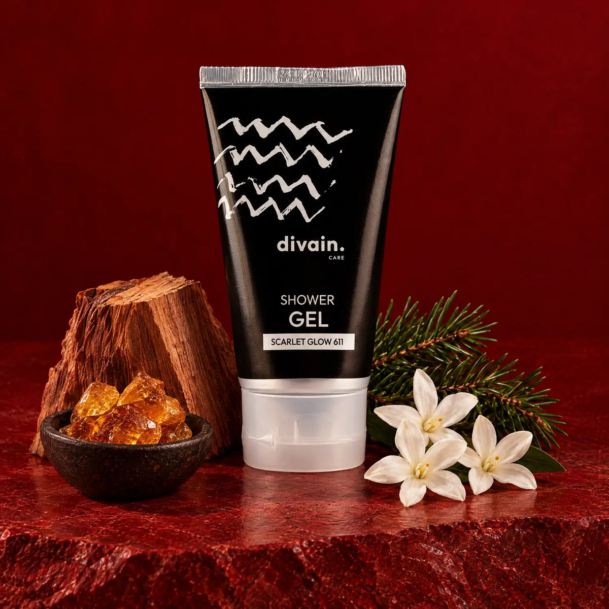 Shower Gel divain.611 con jazmín, ámbar, cedro y abeto, sus notas olfativas