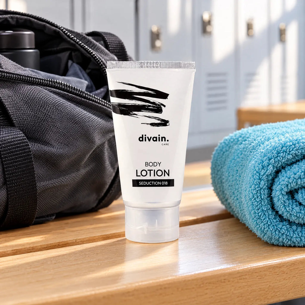 Body Lotion divain.018 en el vestuario del gimnasio