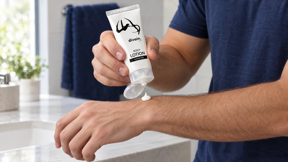 Cómo usar la Body Lotion divain.028: aplicar sobre el antebrazo