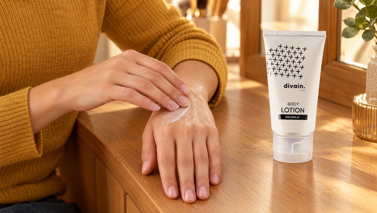 Cómo usar la Body Lotion divain.063: extender una capa fina sobre la piel
