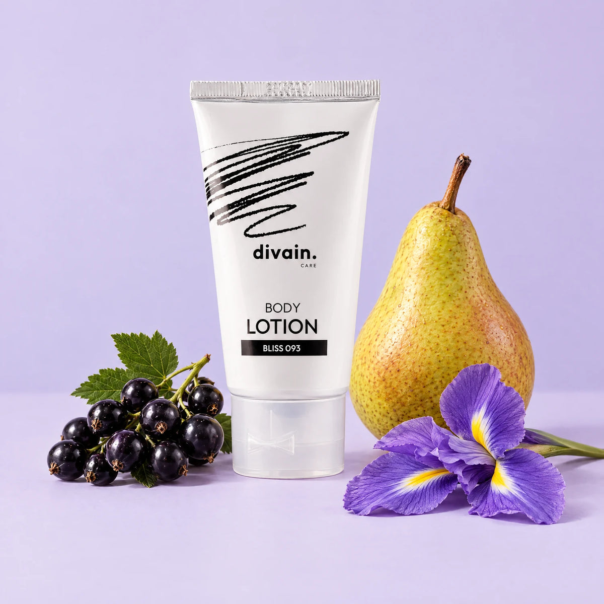 Body Lotion divain.093 con grosellas negras, pera e iris, sus notas olfativas