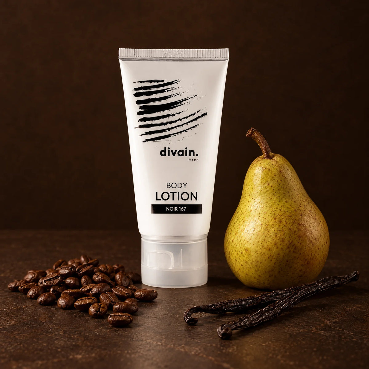 Body Lotion divain.167 con café, pera y vainilla, sus notas olfativas