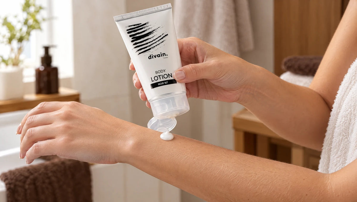 Cómo usar la Body Lotion divain.167: aplicar tras la ducha sobre el brazo