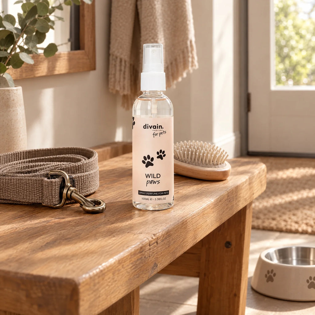 Wild Paws perfume para mascotas en su sitio en casa