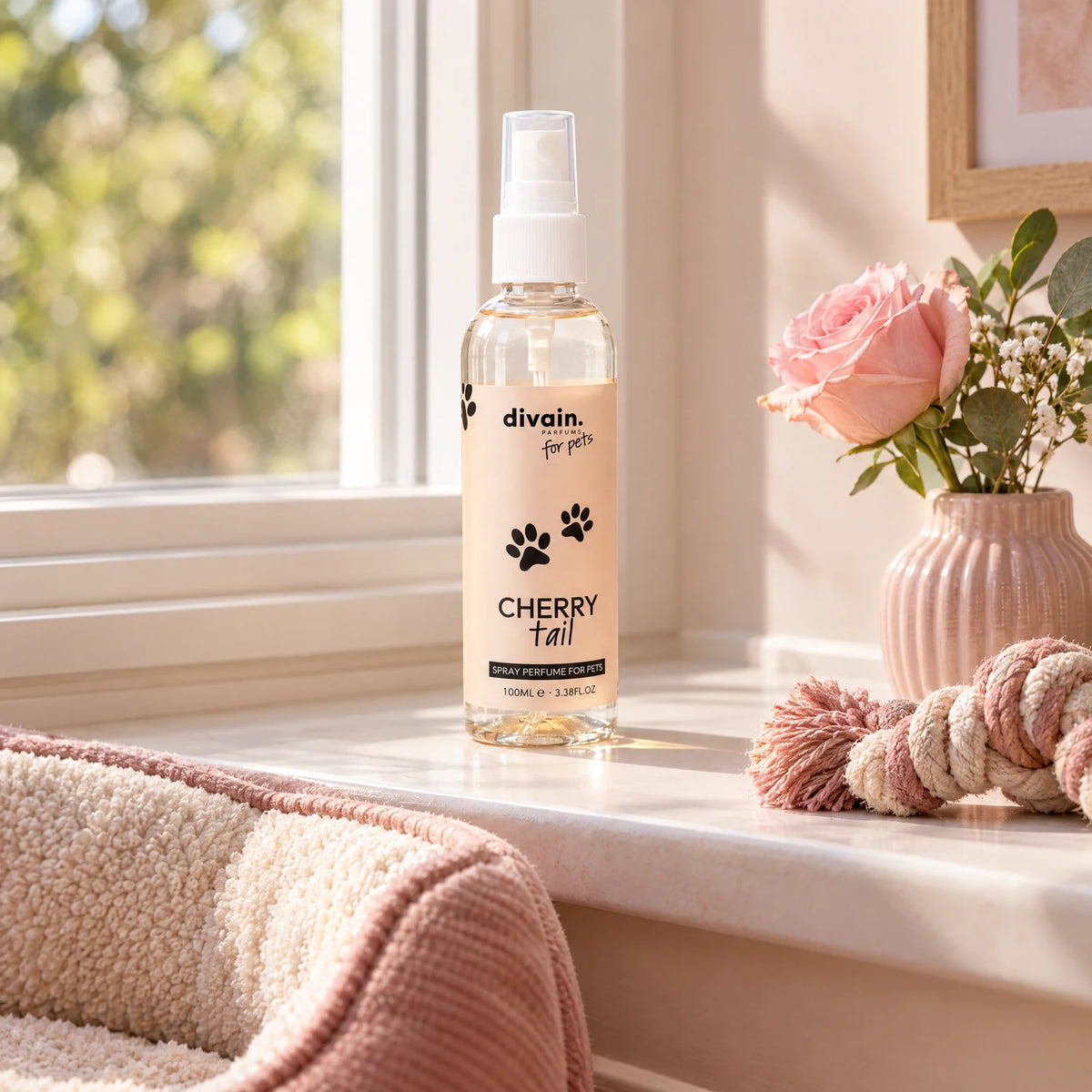 Cherry Tail perfume para mascotas en su sitio en casa