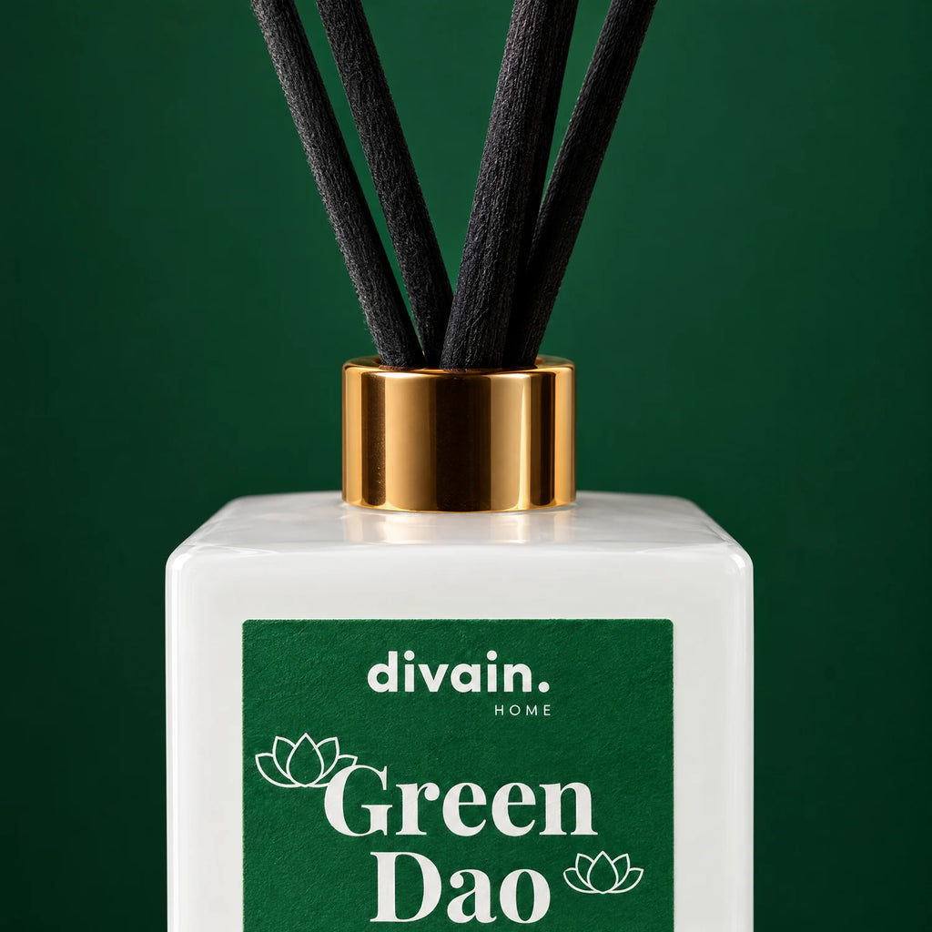 Detalle de las varillas y el cuello del mikado Green Dao