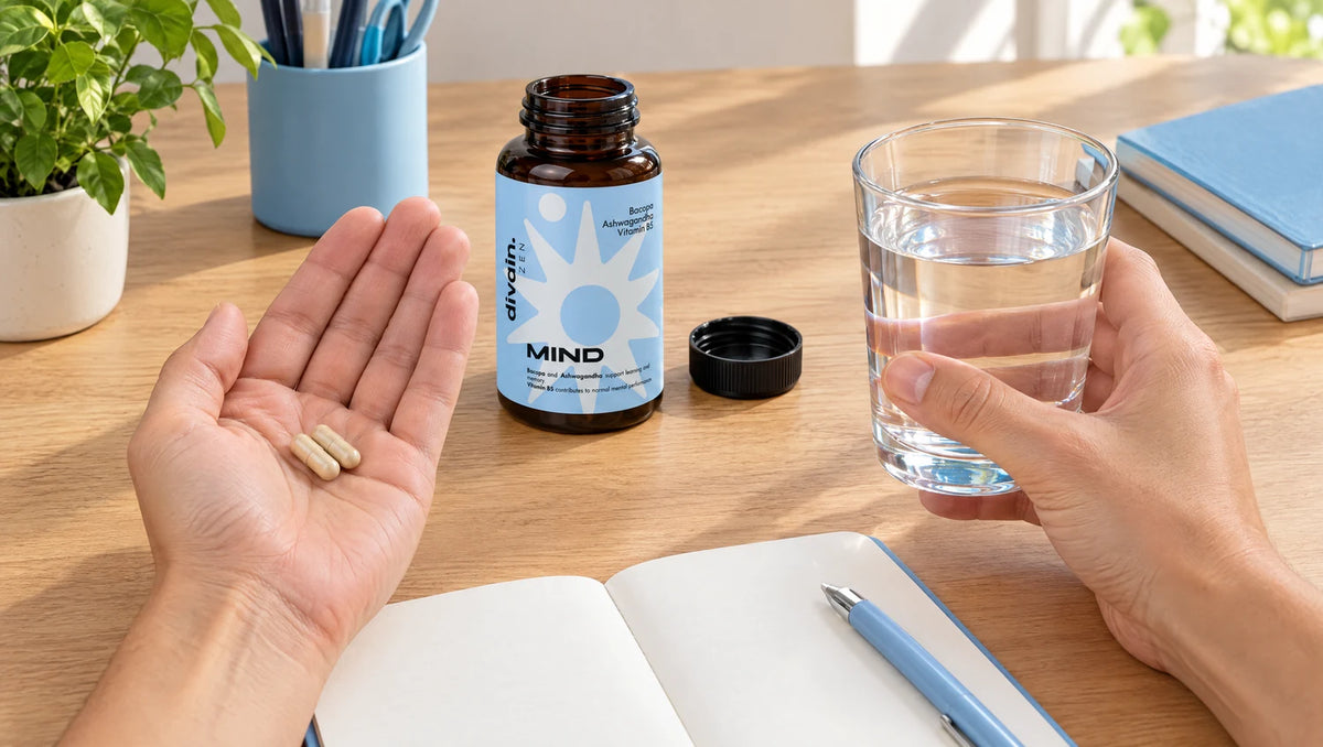 Cómo se toma MIND: 2 cápsulas juntas con un vaso de agua antes de estudiar o trabajar