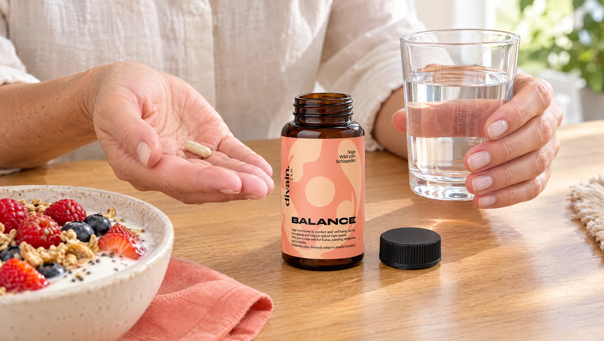 Cómo se toma BALANCE: una cápsula en el desayuno y otra en la cena con agua