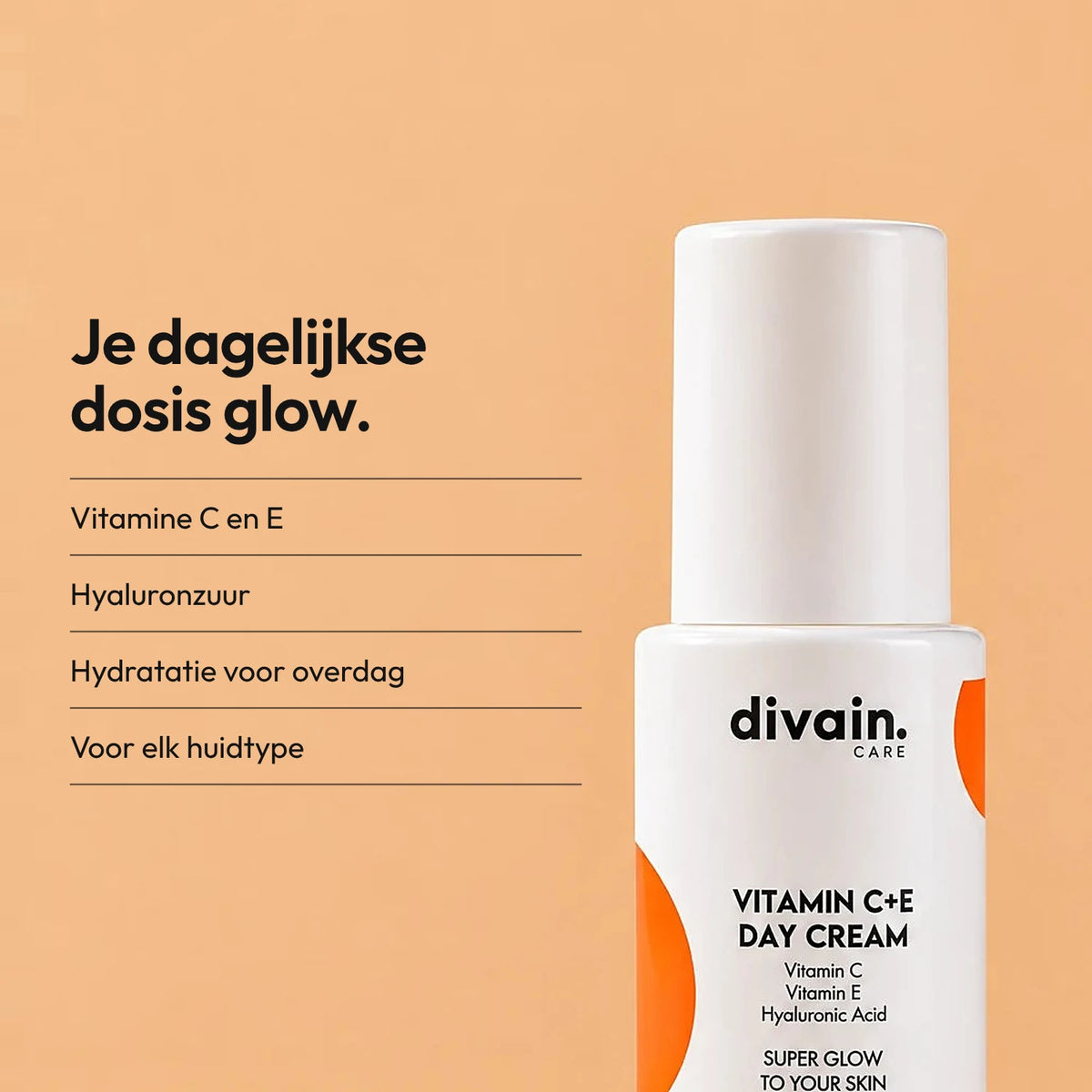 Hydraterende crème met vitamine C en E en hyaluronzuur.