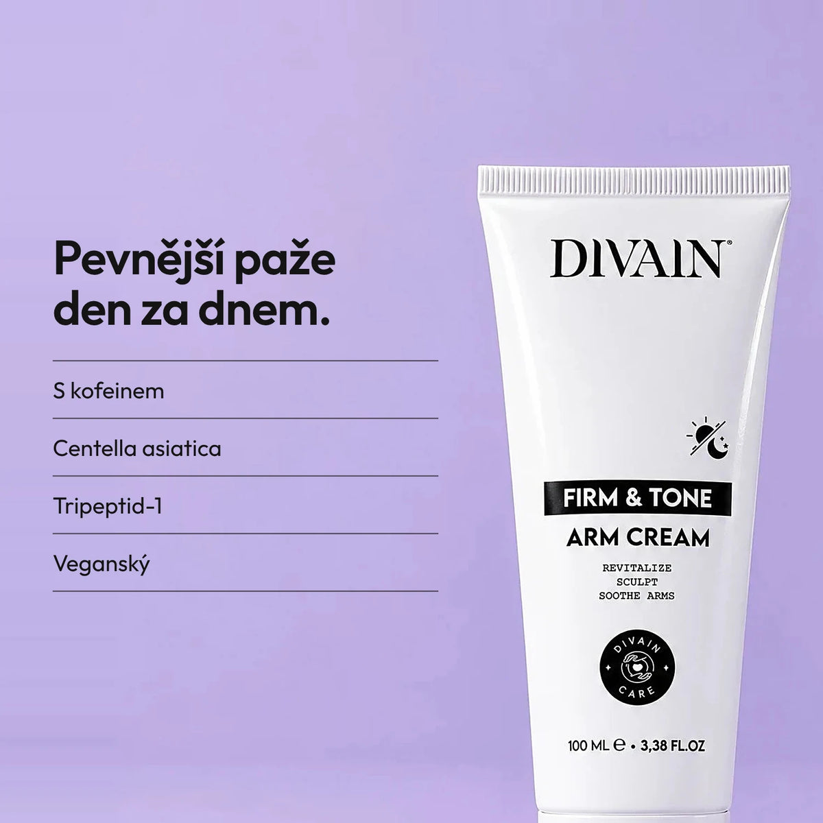 Zpevňující krém na paže s kofeinem, escinem a pupečníkem asijským.