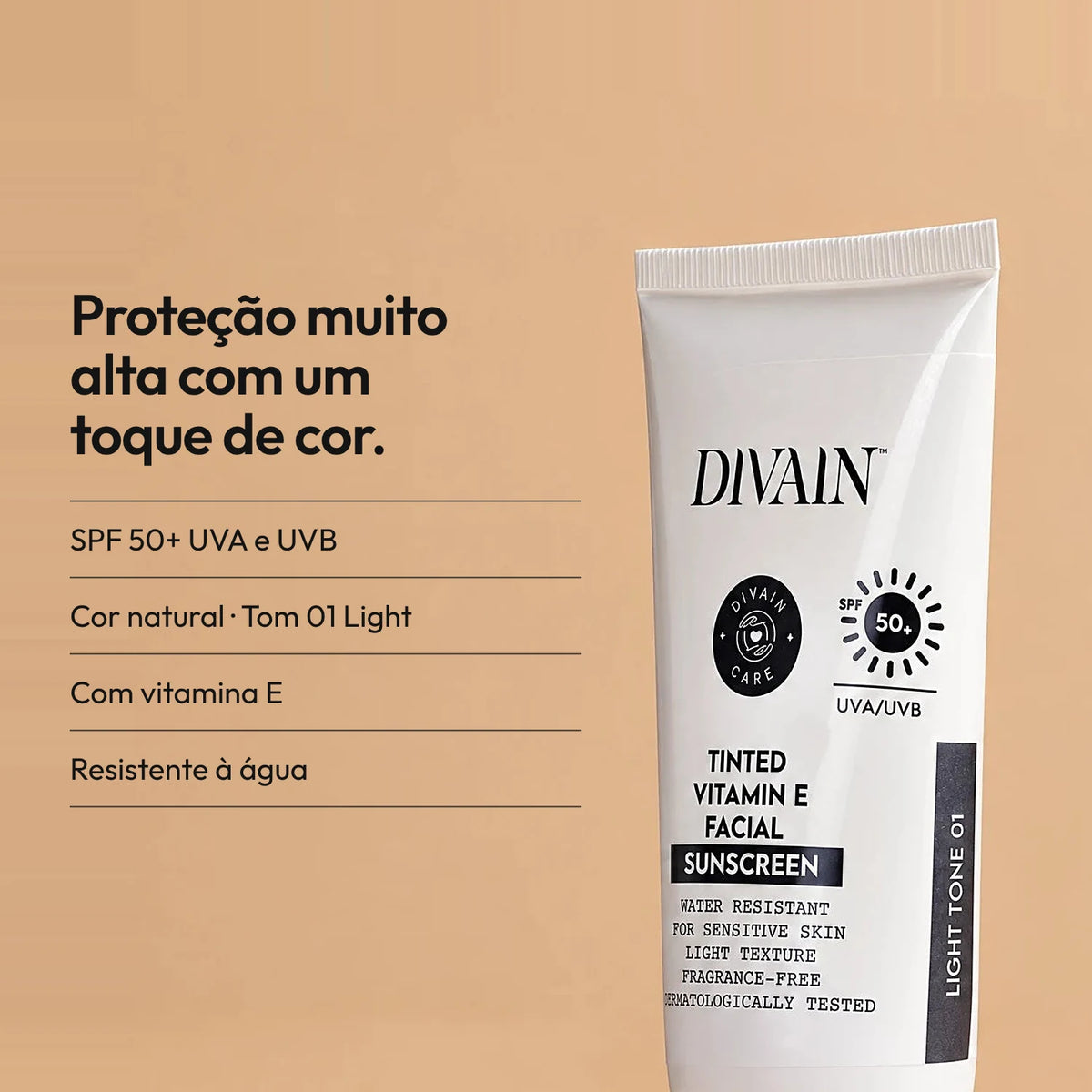 Protetor Solar Facial com Vitamina E Tonalizante FPS50+ Tom Claro 01