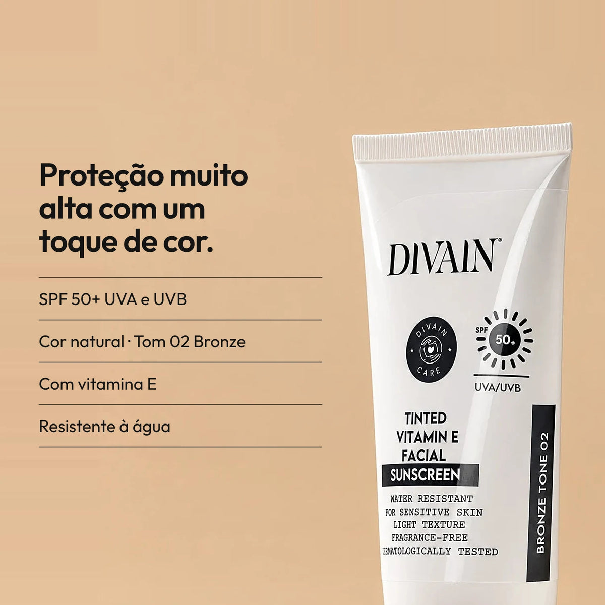 Protetor Solar Facial com Vitamina E Tonalizante FPS50+ Bronze Tom 02