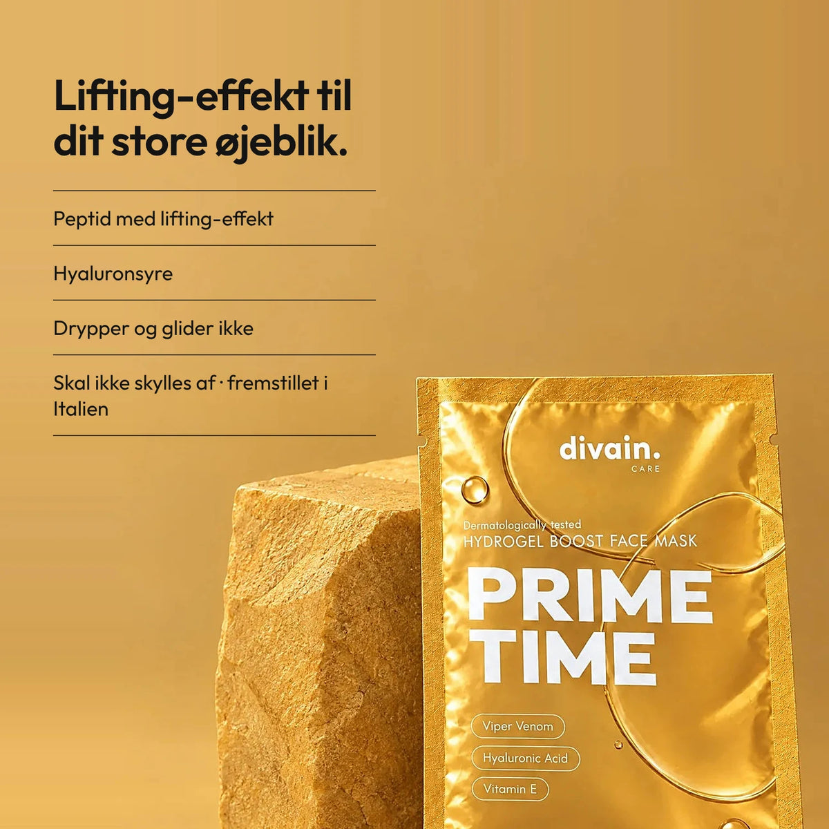 Hydrogelmaske med liftingeffekt til før en begivenhed.