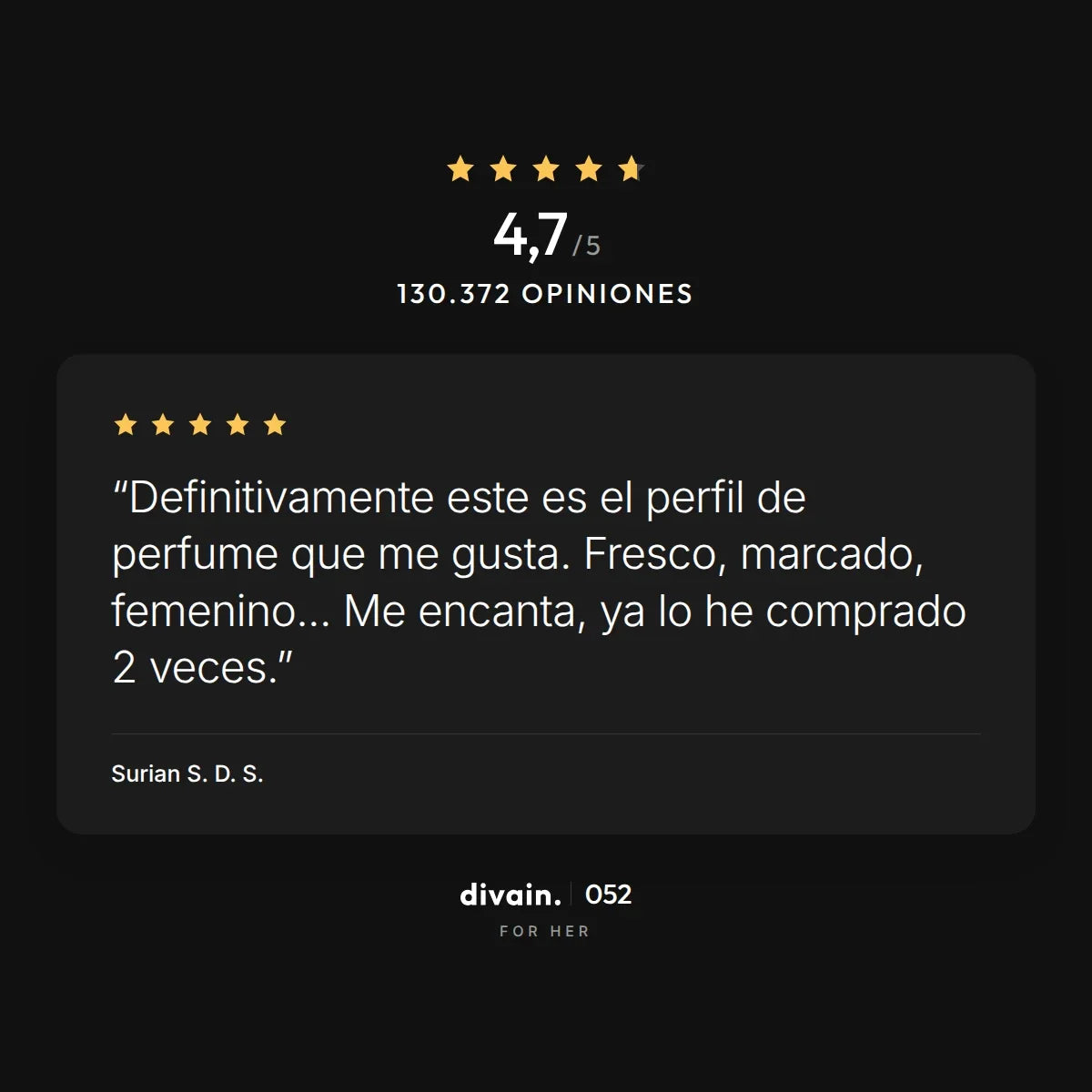 divain.052 - 4,7/5 sobre 130.372 opiniones