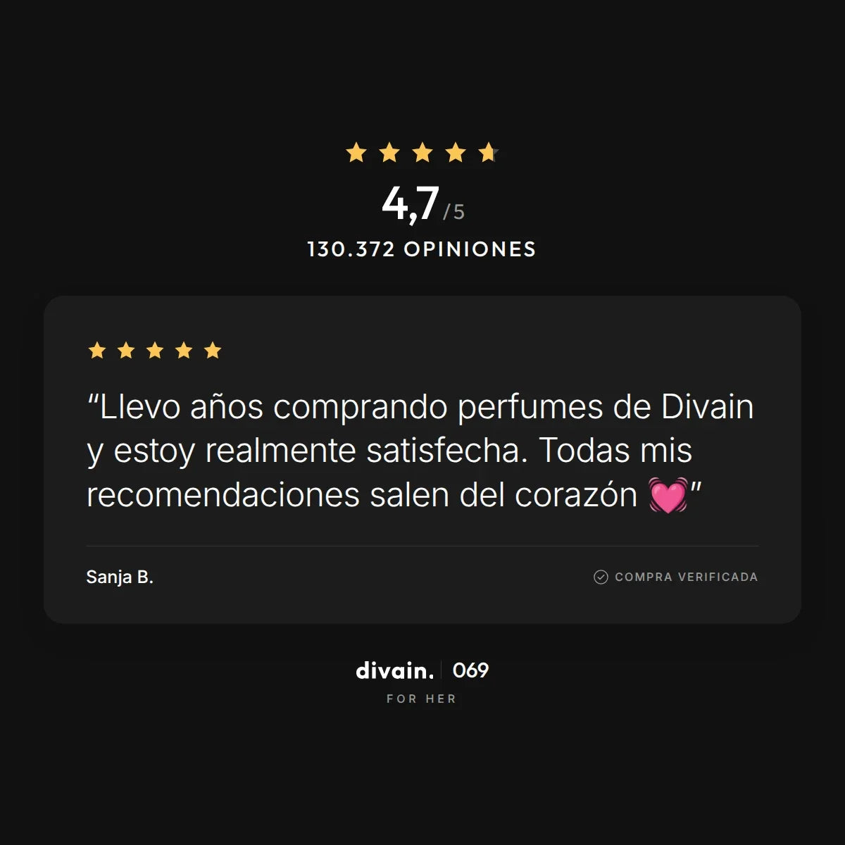 divain.069 - 4,7/5 sobre 130.372 opiniones