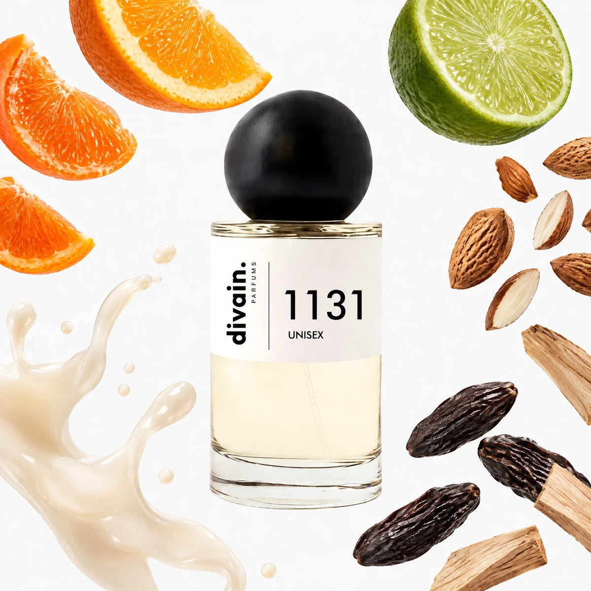 Notas olfativas mandarina, almendra amarga y haba tonka | Perfume divain.1131 | divain Parfums