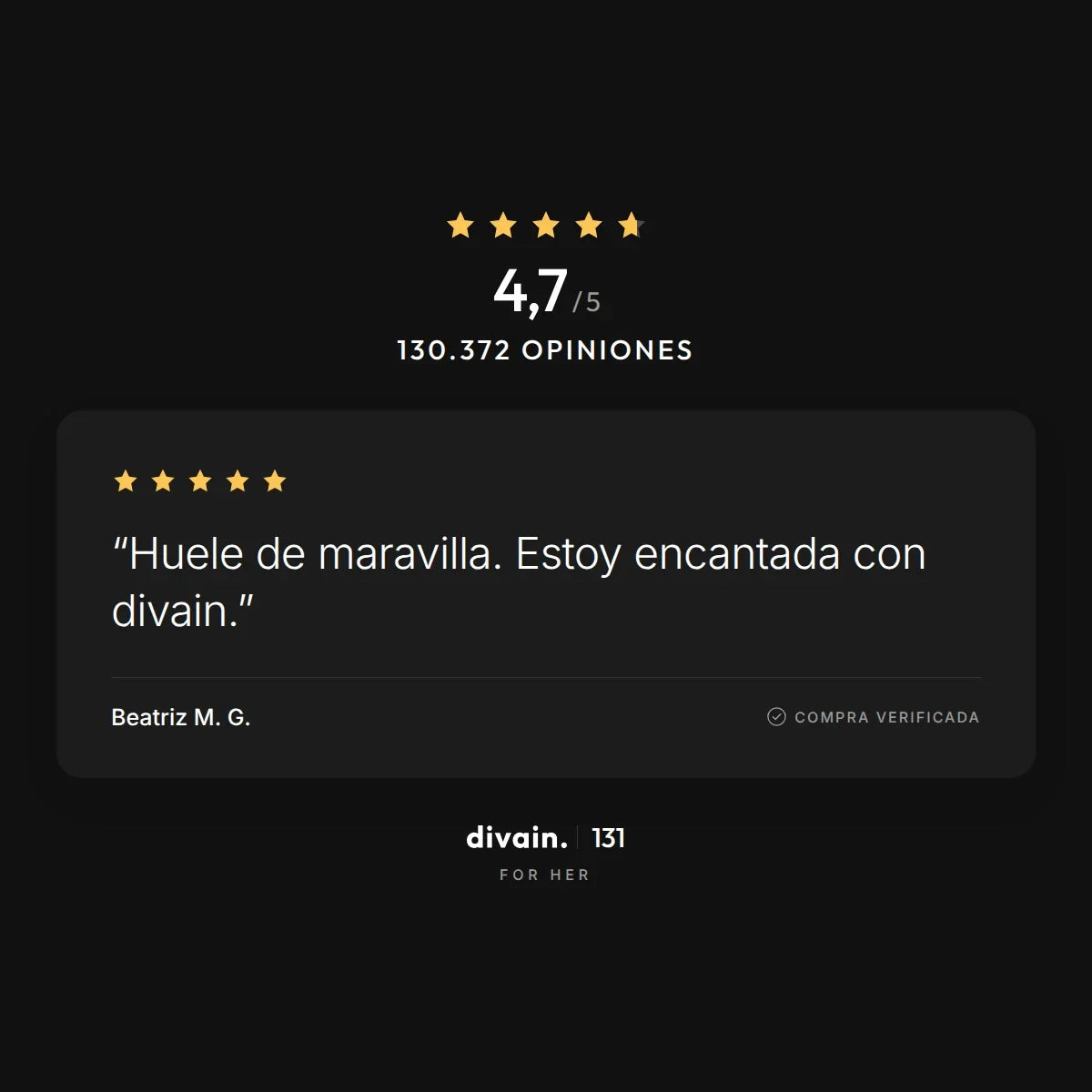 divain.131 - 4,7/5 sobre 130.372 opiniones