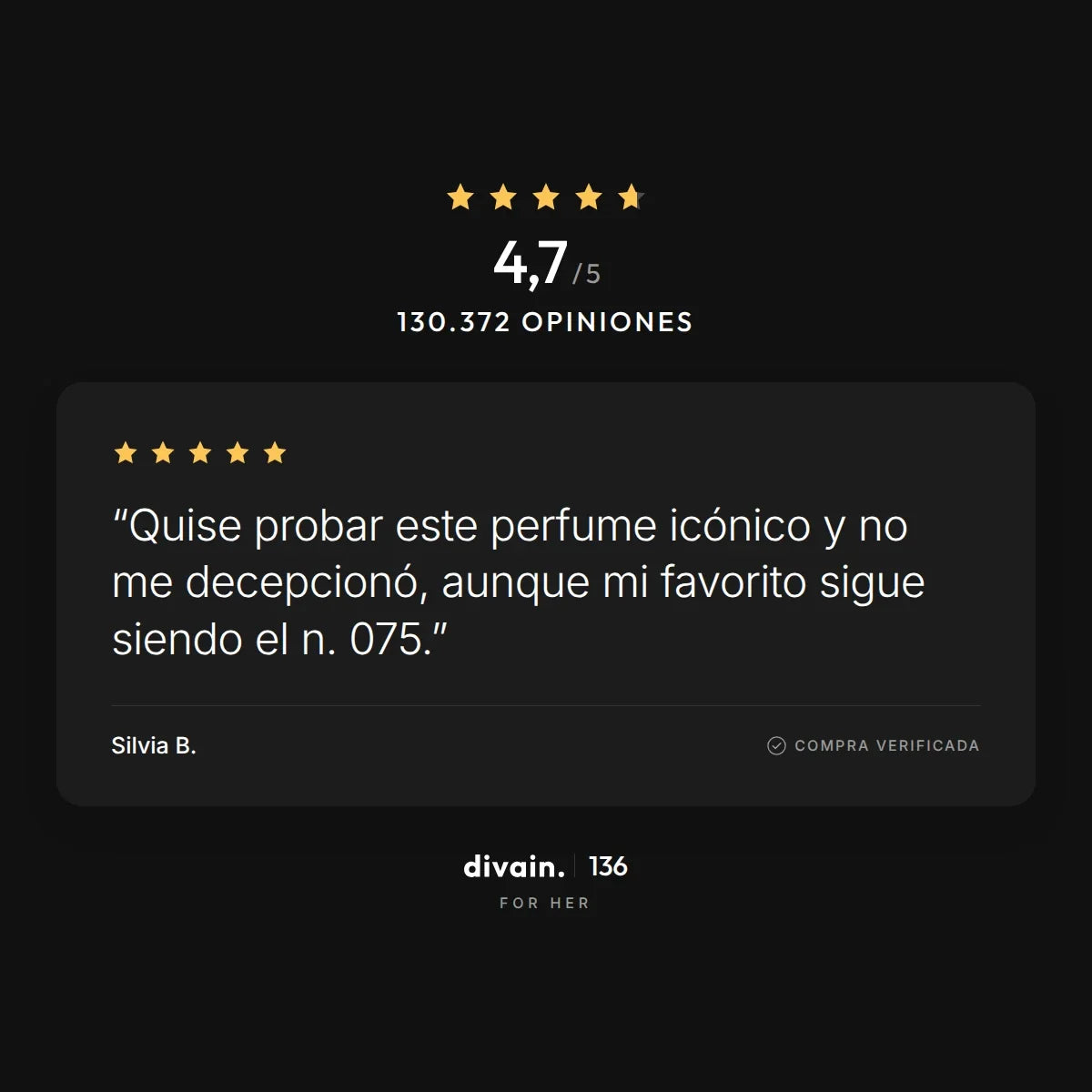 divain.136 - 4,7/5 sobre 130.372 opiniones