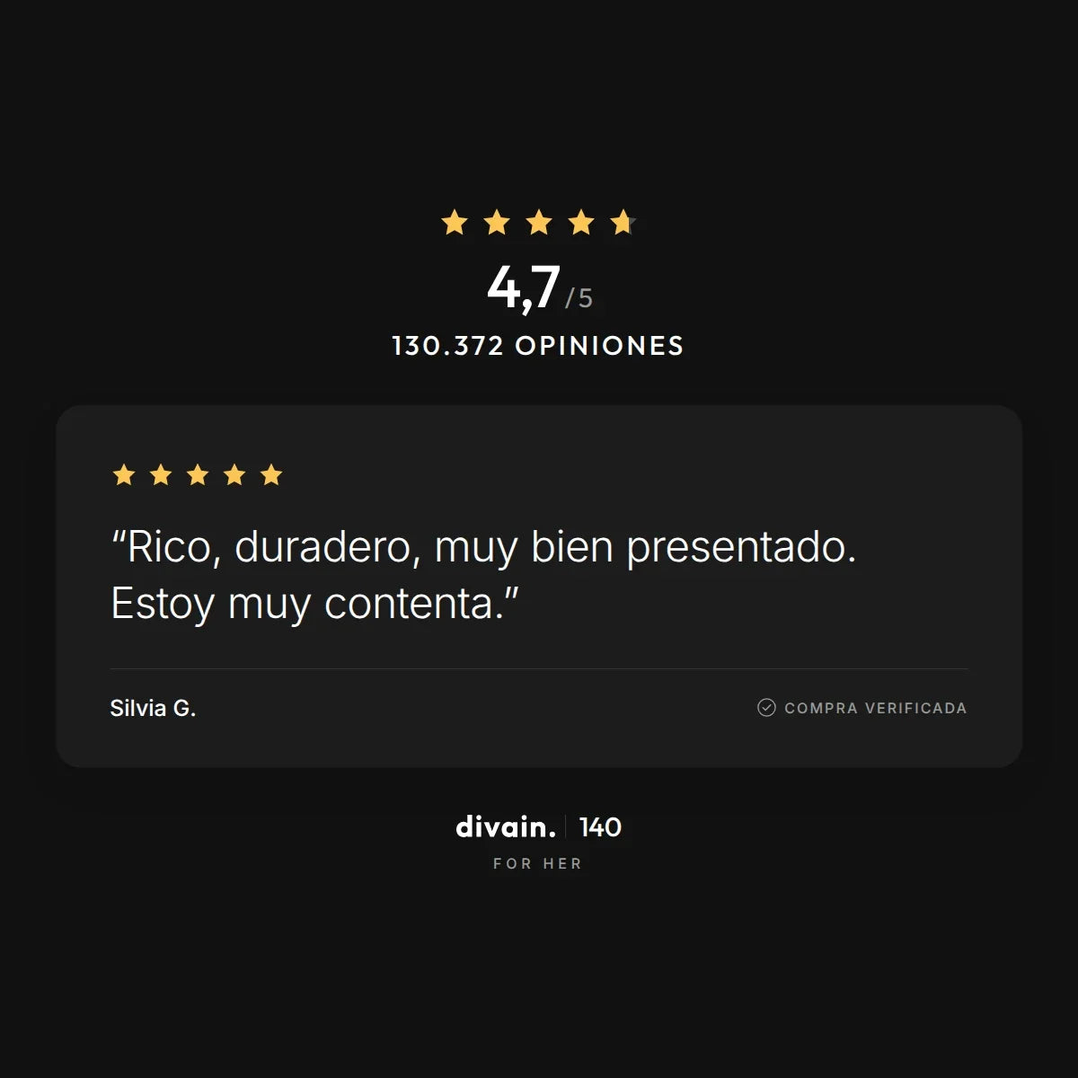 divain.140 - 4,7/5 sobre 130.372 opiniones