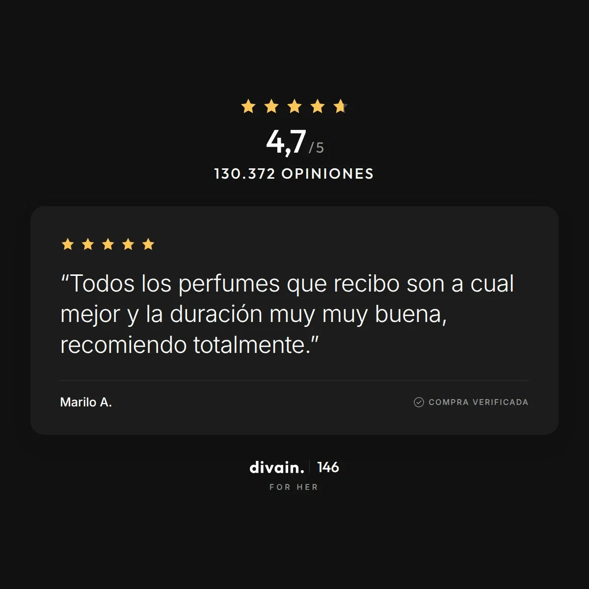 divain.146 - 4,7/5 sobre 130.372 opiniones