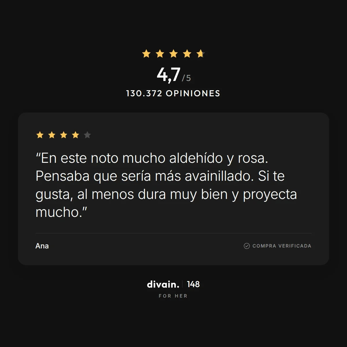 divain.148 - 4,7/5 sobre 130.372 opiniones