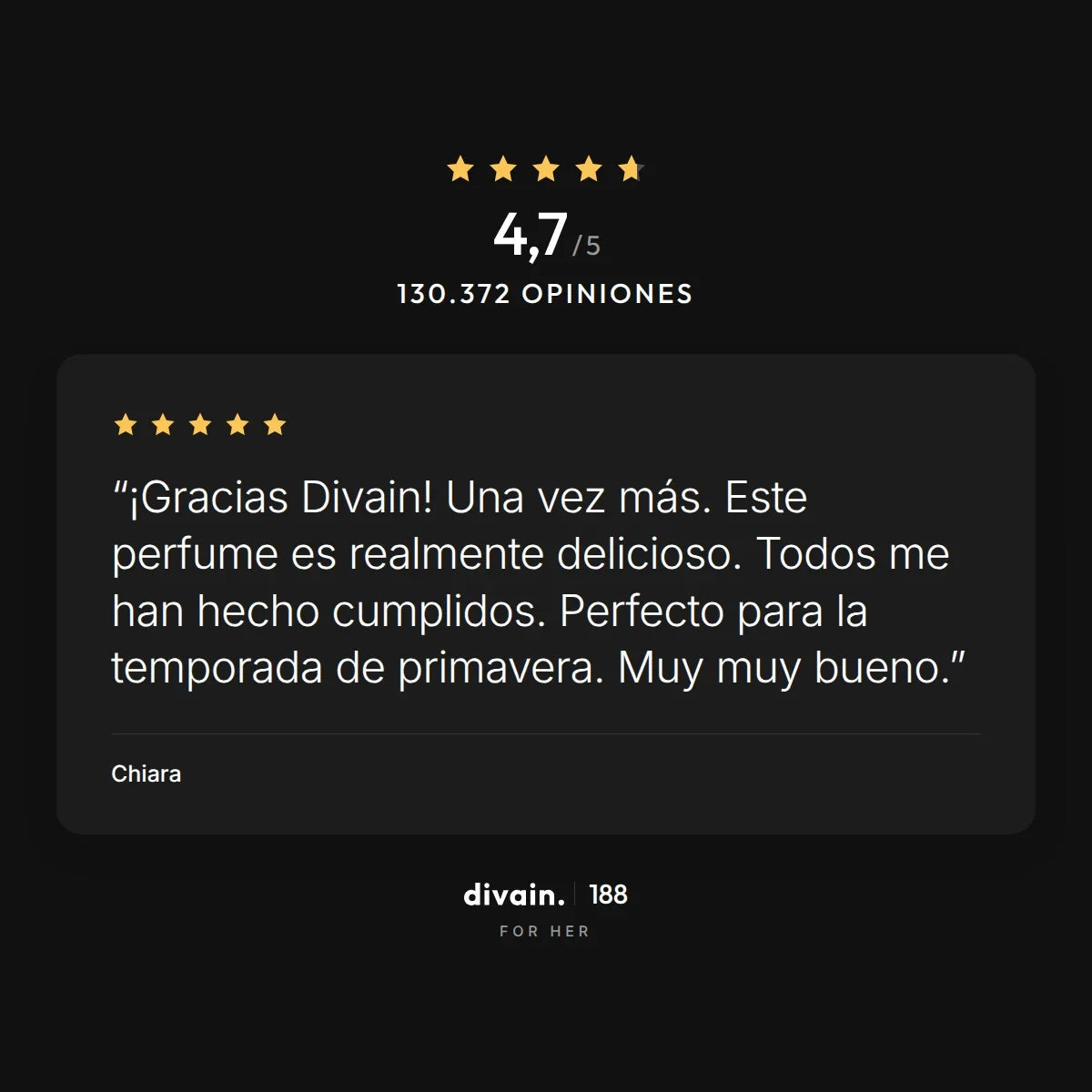 divain.188 - 4,7/5 sobre 130.372 opiniones