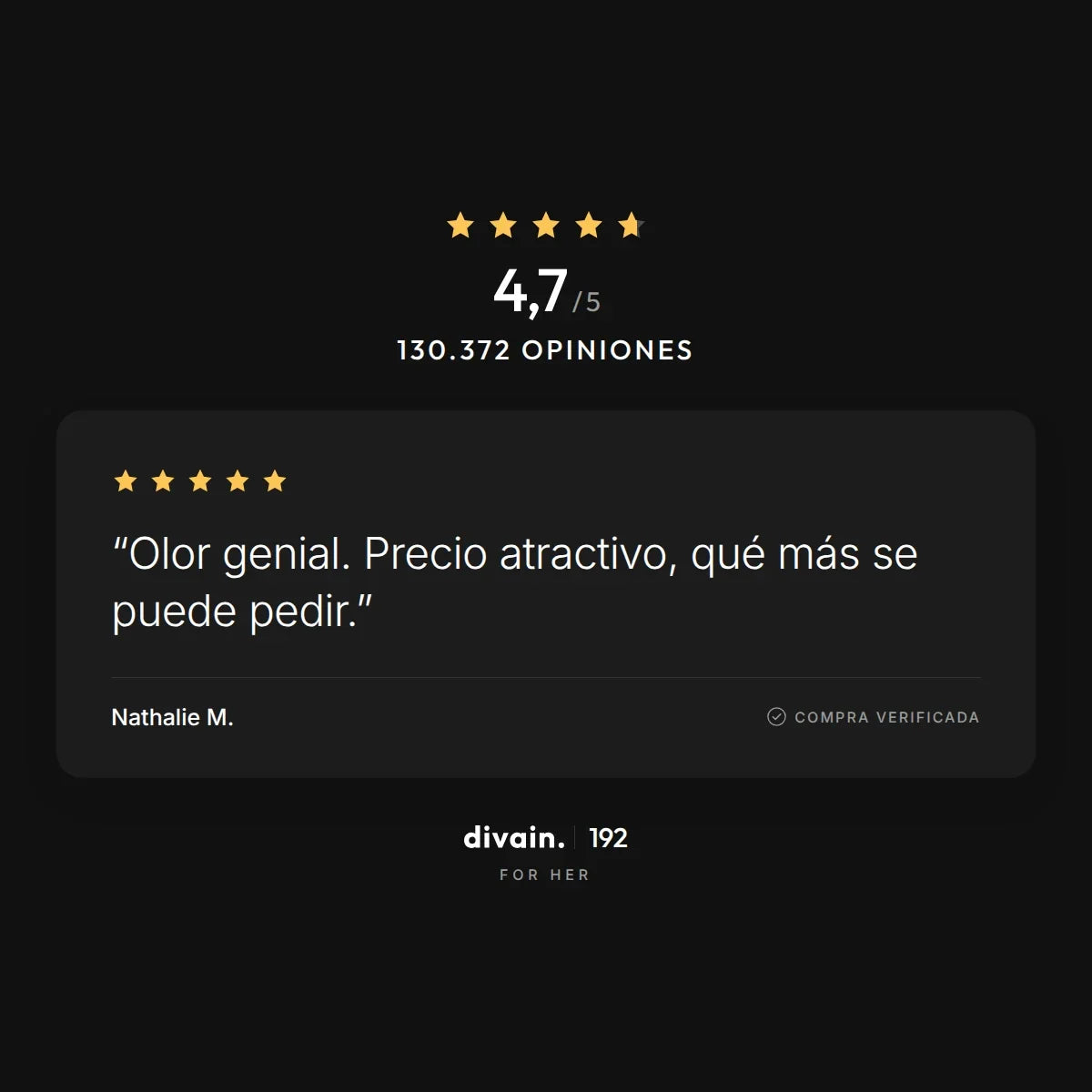 divain.192 - 4,7/5 sobre 130.372 opiniones
