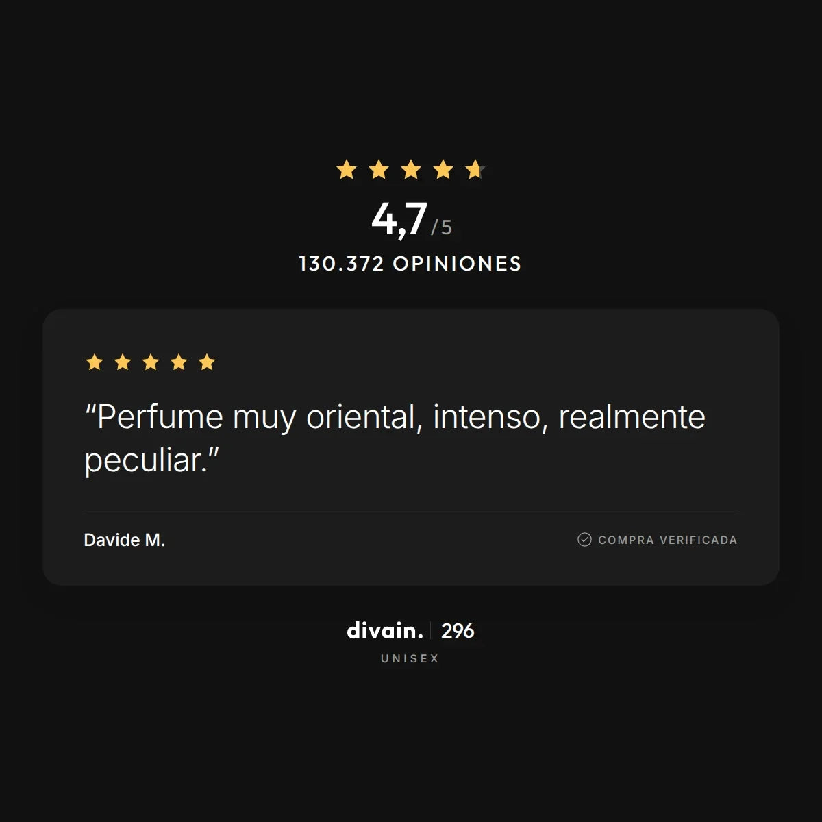 divain.296 - 4,7/5 sobre 130.372 opiniones