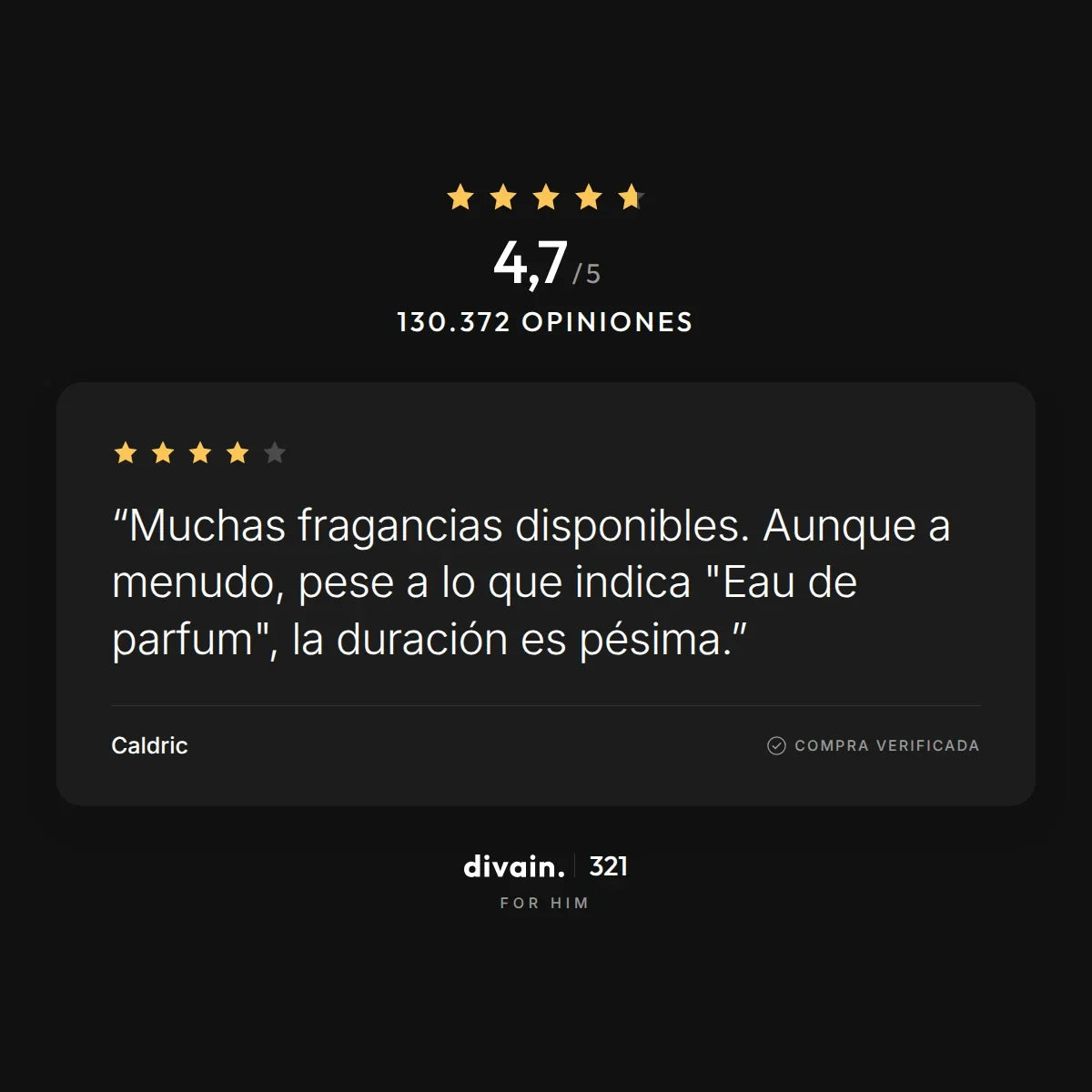 divain.321 - 4,7/5 sobre 130.372 opiniones