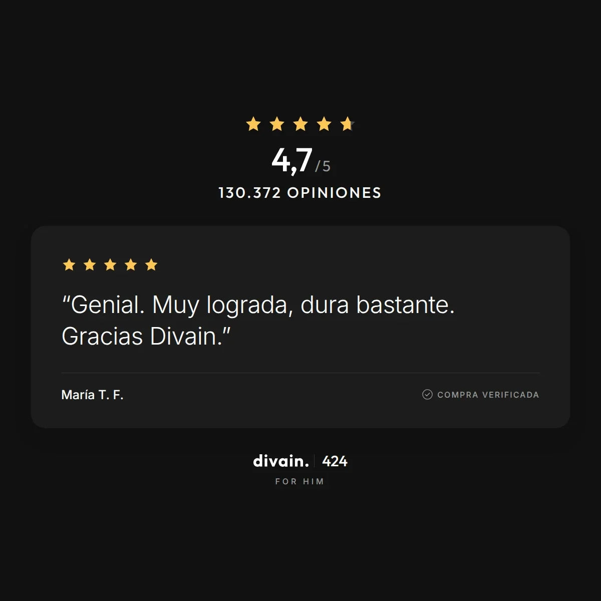 divain.424 - 4,7/5 sobre 130.372 opiniones