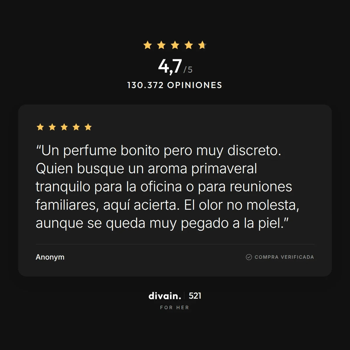 divain.521 - 4,7/5 sobre 130.372 opiniones