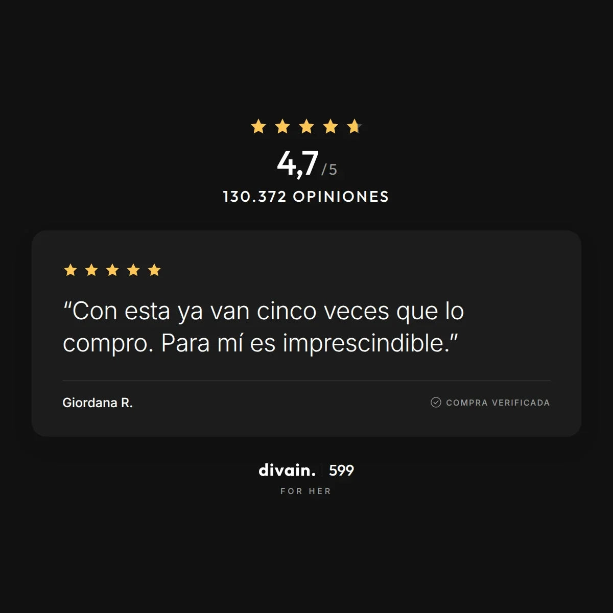 divain.599 - 4,7/5 sobre 130.372 opiniones