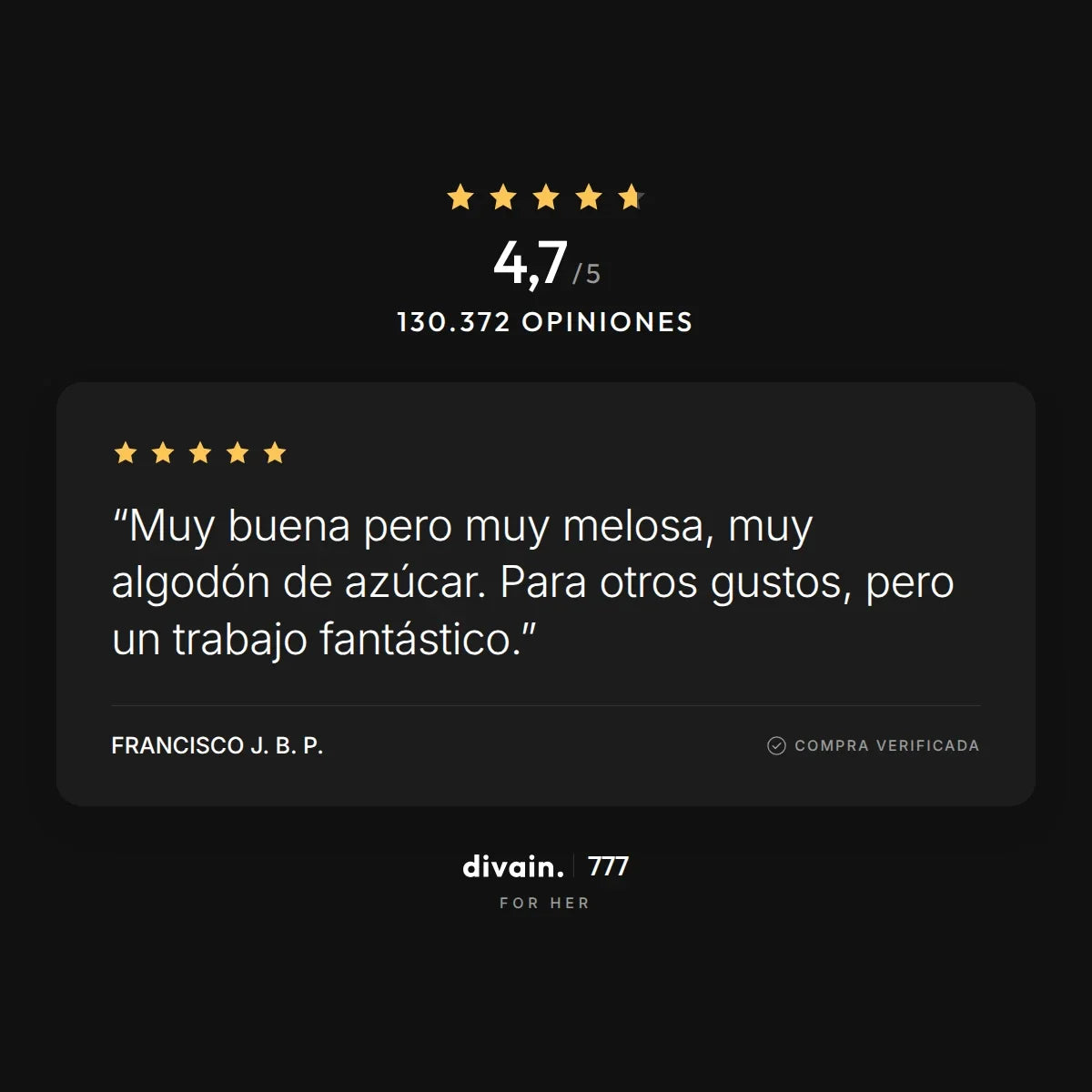 divain.777 - 4,7/5 sobre 130.372 opiniones