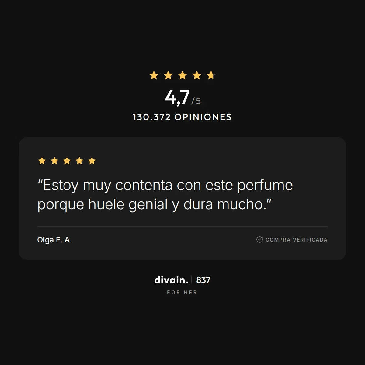 divain.837 - 4,7/5 sobre 130.372 opiniones