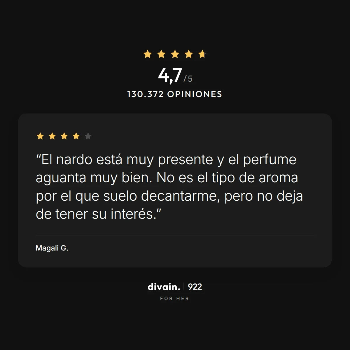 divain.922 - 4,7/5 sobre 130.372 opiniones